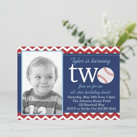 All-Star Baseball Geburtstag Bash Einladung (Stehend Vorderseite)