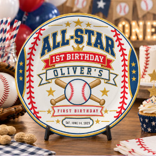 All-Star-Baseball-Ticket 1. Geburtstag Baby Junge Pappteller