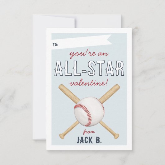 All-Star-Baseball-Valentinstag-Karte Einladung (Vorderseite)