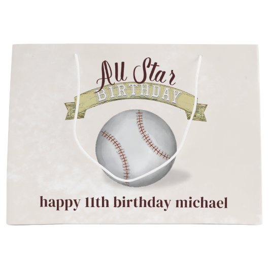 All Star Birthday Baseball Custom Große Geschenktüte (Vorderseite)