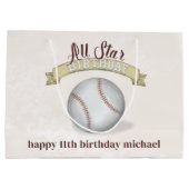 All Star Birthday Baseball Custom Große Geschenktüte (Rückseite)