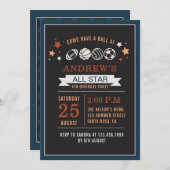 All Star Birthday Party Ball Einladung (Vorne/Hinten)