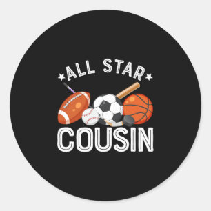 All Star Cousin des Geburtstagsjungen Sketll Fußba Runder Aufkleber