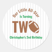 All-Star Fußball 2. Geburtstag Runder Aufkleber (Vorderseite)