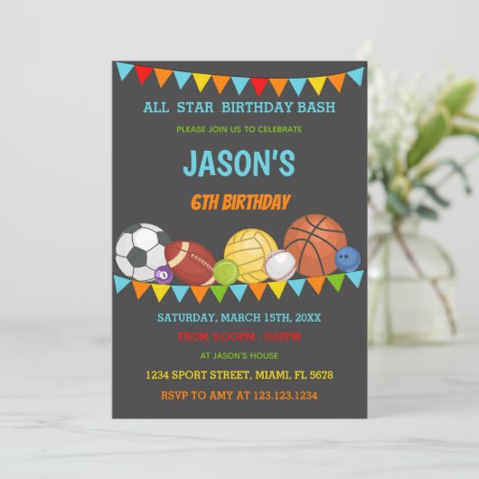 All-Star Game Day Party Card für Kinder Einladung (Stehend Vorderseite)