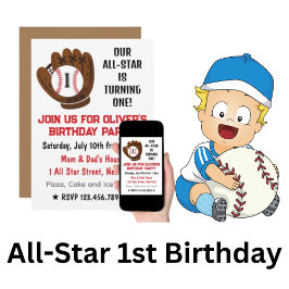 All-Star Geburtstag: Ein Junge wird 1. Einladung