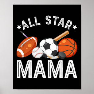 All-Star-Mama des Geburtstagsjungen Sketll Fußball Poster