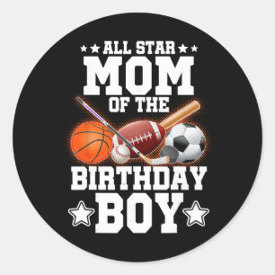 All Star Mama des Geburtstagsjungen Sketll Fußball Runder Aufkleber