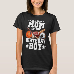 All Star Mama des Geburtstagsjungen Sketll Fußball T-Shirt