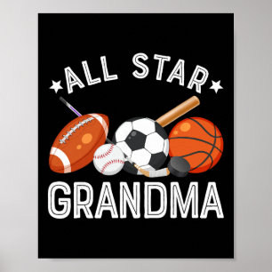 All-Star-Oma des Geburtstagsjungen Sketll Fußball Poster
