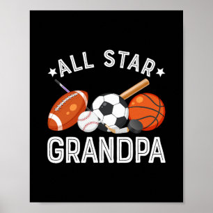 All Star Opa des Geburtstagsjungen Sketll Fußball Poster