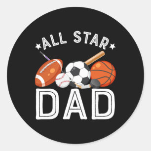 All Star Papa des Geburtstagsjungen Sketll Fußball Runder Aufkleber