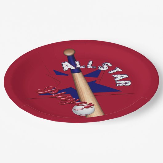 All-Star-Player,Ball Player-Rot-Teller Pappteller (Schrägansicht)
