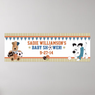 All-Star Puppies Baby Shower Banner Poster