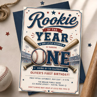 All Star Rookie Baseball 1. Geburtstag Einladung