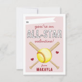 All-Star Softball Classroom Valentines Day Card Einladung (Vorderseite)