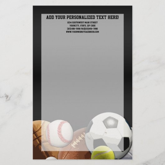 All Star-Sport-Bälle mit Backsteinmauer Briefpapier (Vorderseite)