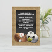 All Star-Sport-Bälle mit Backsteinmauer Einladung (Stehend Vorderseite)