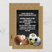 All Star-Sport-Bälle mit Backsteinmauer Einladung (Vorne/Hinten)