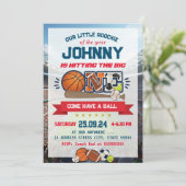 All Star Sport First Birthday Invitation Einladung (Stehend Vorderseite)