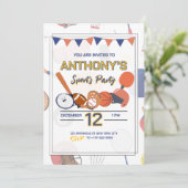 All-Star Sport Geburtstag Bash Einladung (Stehend Vorderseite)