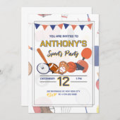 All-Star Sport Geburtstag Bash Einladung (Vorne/Hinten)