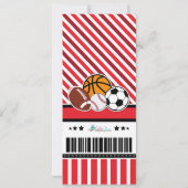 All Star Sport Ticket Pass Kinderdusche Einladung (Rückseite)