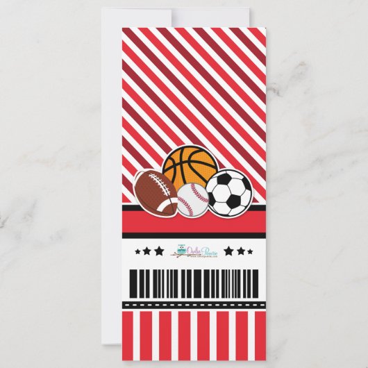 All Star Sport Ticket Pass Kinderdusche Einladung (Rückseite)