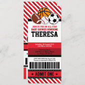 All Star Sport Ticket Pass Kinderdusche Einladung (Vorne/Hinten)