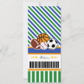 All Star Sport Ticket Pass Kinderdusche Einladung (Rückseite)