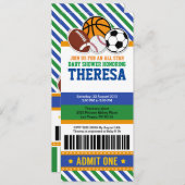 All Star Sport Ticket Pass Kinderdusche Einladung (Vorne/Hinten)