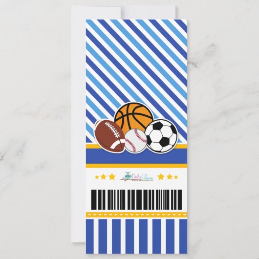 All Star Sport Ticket Pass Kinderdusche Einladung (Rückseite)