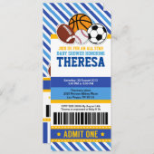 All Star Sport Ticket Pass Kinderdusche Einladung (Vorne/Hinten)