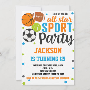 All-Star Sport zum Geburtstag Einladung