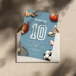 All Star Sports 10th Birthday Invitation for Boys Einladung
