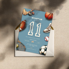 All Star Sports 11th Birthday Invitation for Boys Einladung