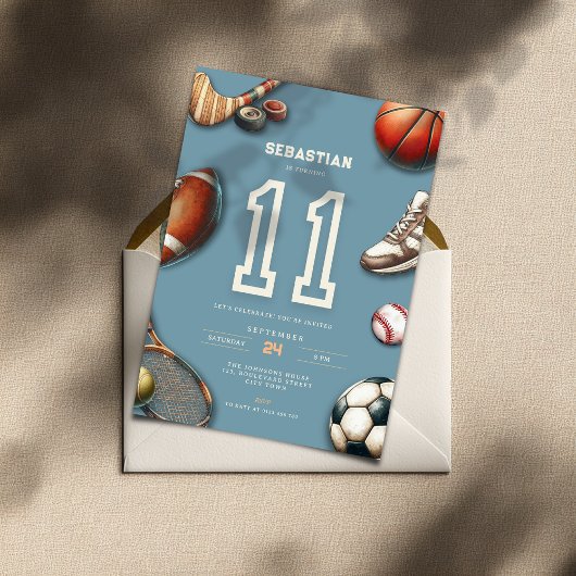 All Star Sports 11th Birthday Invitation for Boys Einladung