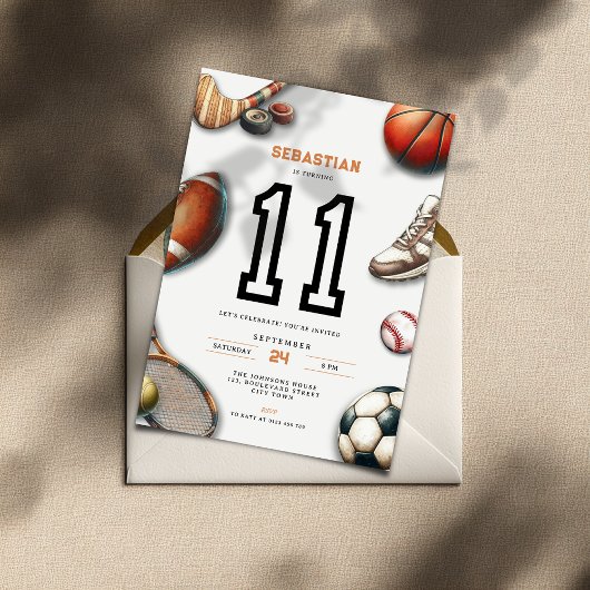 All Star Sports 11th Birthday Invitation for Boys Einladung