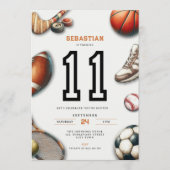 All Star Sports 11th Birthday Invitation for Boys Einladung (Vorderseite)