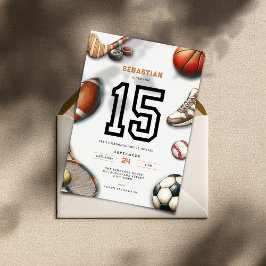 All Star Sports 15th Birthday Invitation for Boys Einladung