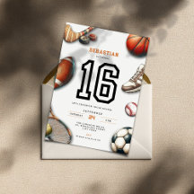 All Star Sports 16. Geburtstagseinladung für Junge