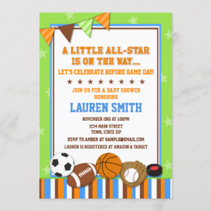All-Star Sports Baby Shower Einladungskarte Einladung