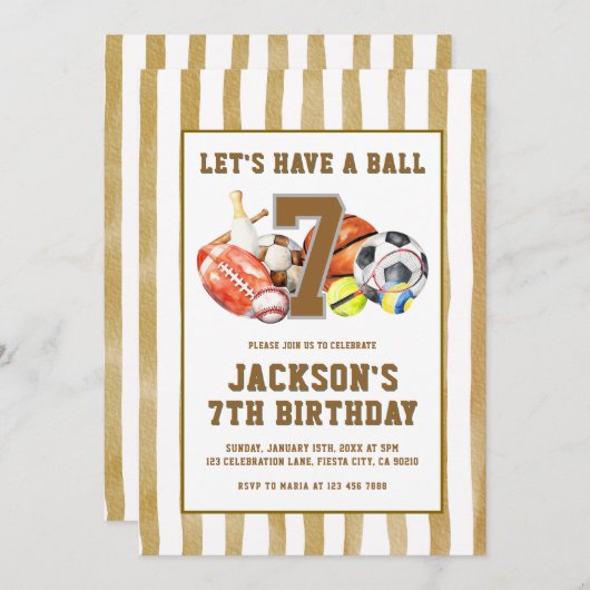 All Star Sports Ball Games Birthday Party Einladung (Vorne/Hinten)