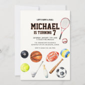 All Star Sports Balls Team Kid Boy Birthday  Einladung (Vorderseite)