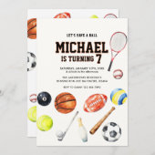 All Star Sports Balls Team Kid Boy Birthday  Einladung (Vorne/Hinten)