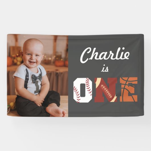 All-Star Sports First Birthday Foto Banner (Horizontal)