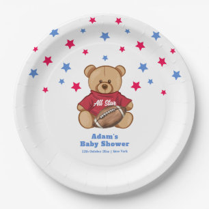 All Star Teddy Bear Fußball Sport Baby Shower  Pappteller