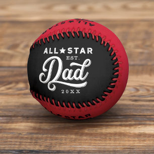 All-Star-Vater, Black & Red Bat & Monogram Baseball