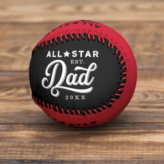 All-Star-Vater, Black & Red Bat & Monogram Baseball