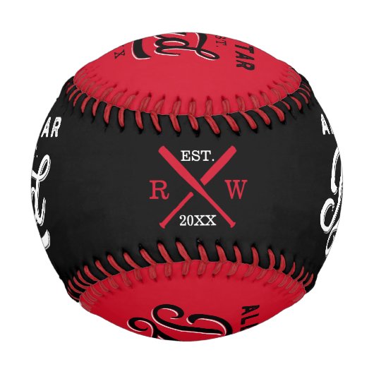 All-Star-Vater, Black & Red Bat & Monogram Baseball (Rückseite)